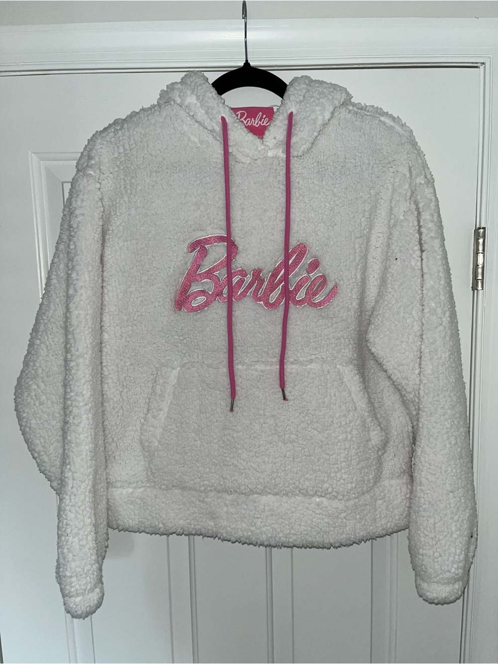 Barbie x Forever 21 Sherpa/Teddy Fleece Pullover Hoodie Women’s Size Medium M